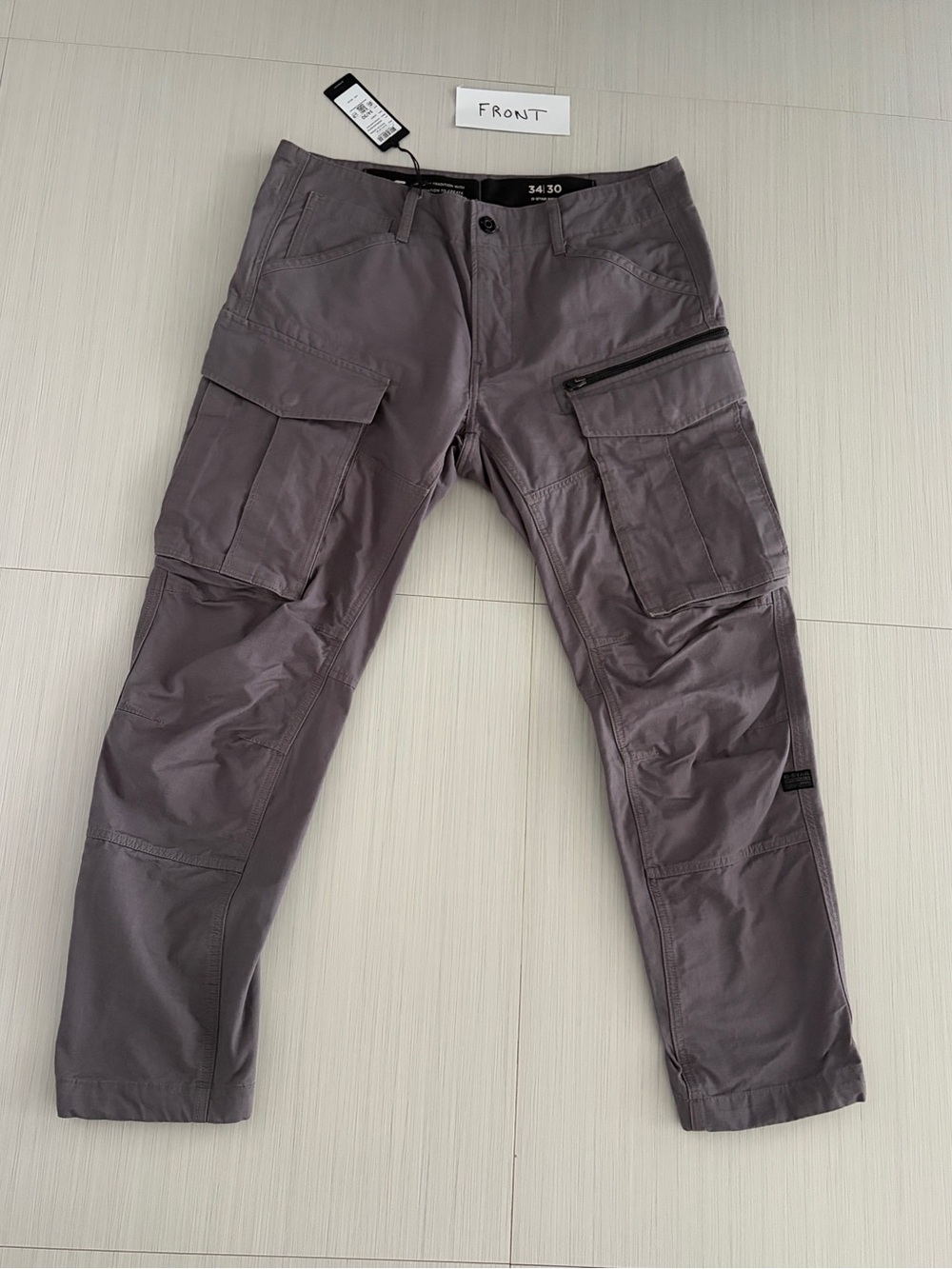 G-Star Men’s Gray Cargo Trousers with Zip Pocket Detail